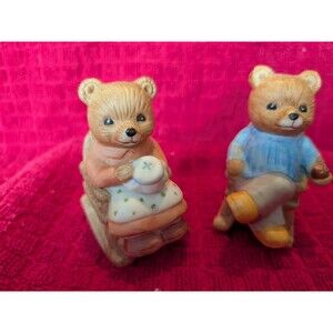 Homco Bear Family of 2 Figurines  Home Interiors #1470 Rocking Chair Bear